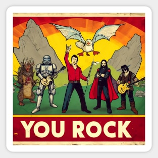 "You Rock" poster with some improbable characters Sticker